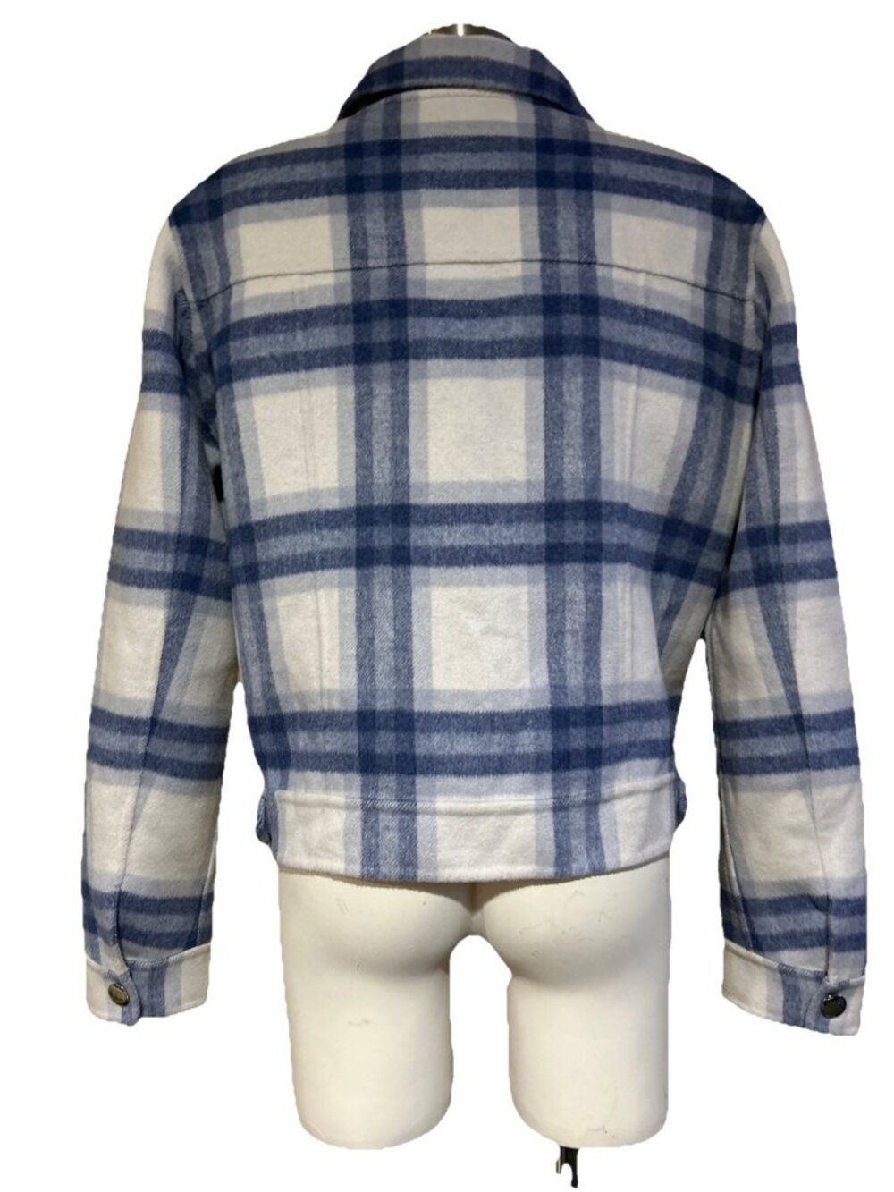 Rails Steffi Jacket Ivory Bay medium Wool Blend Plaid Cropped Shacket Boxy - Picture 9 of 16